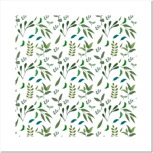 Green Leaves Pattern Posters and Art